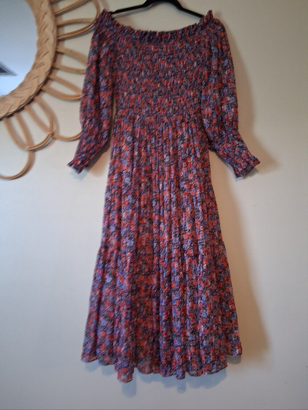 Rebecca Taylor Off-Shoulder Cosmic Floral Dress Size 4 - Picture 4 of 14